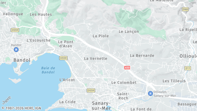 Carte de la zone d'intervention à Sanary-sur-Mer