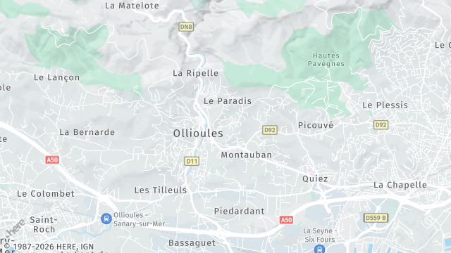 Carte de la zone d'intervention à Ollioules