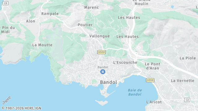 Carte de la zone d'intervention à Bandol