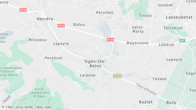 Carte de la zone d'intervention à Ogeu-les-Bains