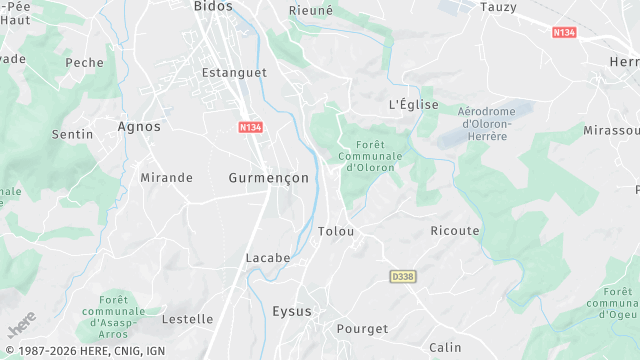 Carte de la zone d'intervention à Oloron-Sainte-Marie