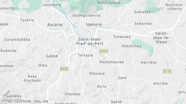 Carte de la zone d'intervention à Saint-Jean-Pied-de-Port