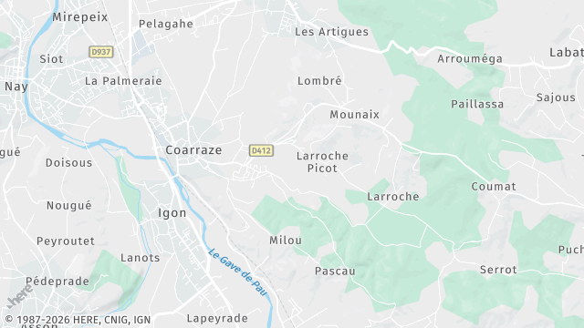 Carte de la zone d'intervention à Coarraze