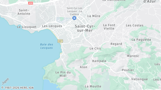 Carte de la zone d'intervention à Saint-Cyr-sur-Mer