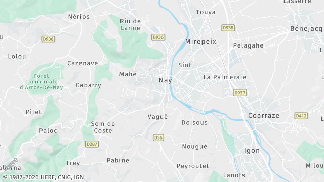 Carte de la zone d'intervention à Nay