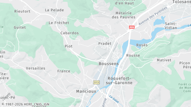 Carte de la zone d'intervention à Boussens