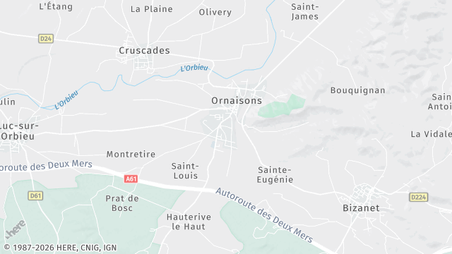 Carte de la zone d'intervention à Ornaisons