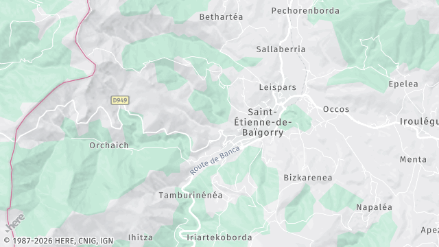 Carte de la zone d'intervention à Saint-Étienne-de-Baïgorry