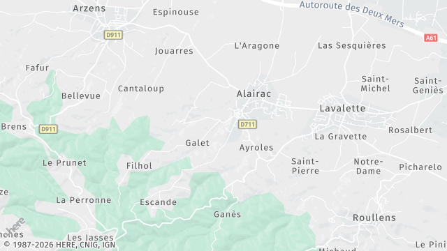 Carte de la zone d'intervention à Alairac