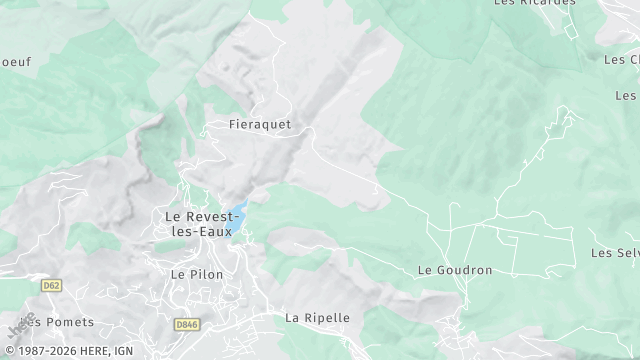 Carte de la zone d'intervention à Le Revest-les-Eaux