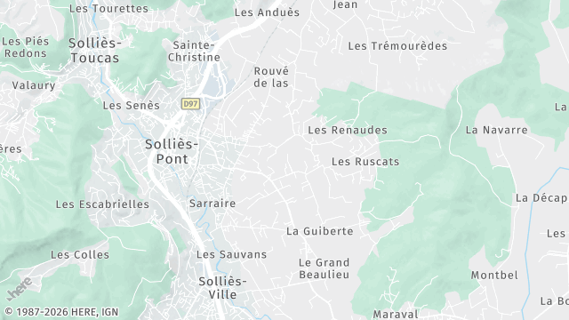 Carte de la zone d'intervention à Solliès-Pont