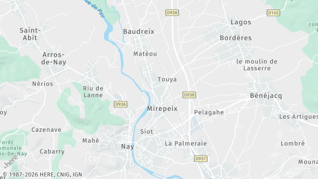 Carte de la zone d'intervention à Mirepeix