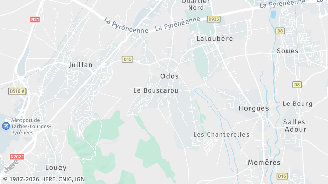 Carte de la zone d'intervention à Odos