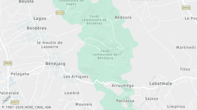 Carte de la zone d'intervention à Bénéjacq