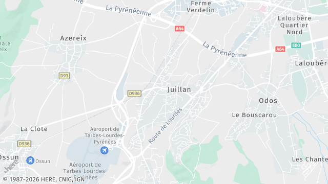 Carte de la zone d'intervention à Juillan