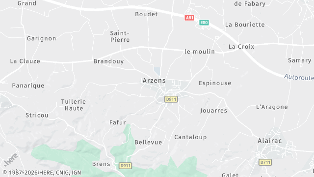Carte de la zone d'intervention à Arzens
