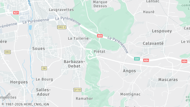 Carte de la zone d'intervention à Barbazan-Debat