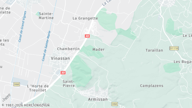 Carte de la zone d'intervention à Vinassan