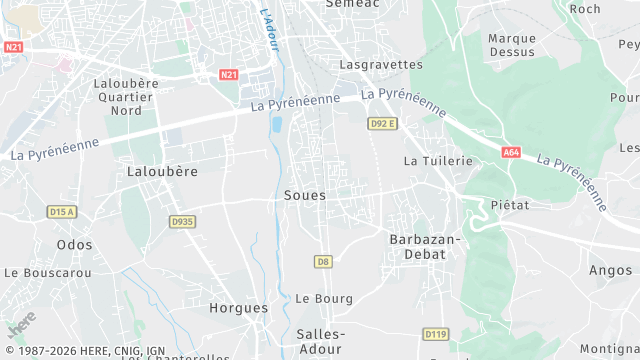 Carte de la zone d'intervention à Soues