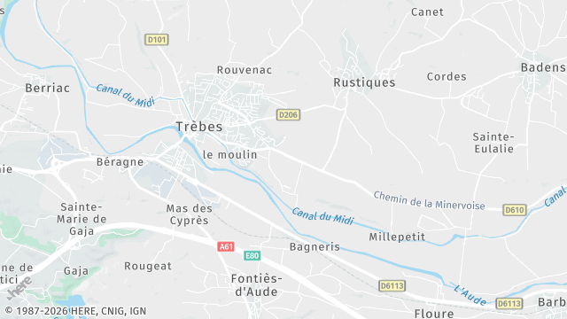 Carte de la zone d'intervention à Trèbes