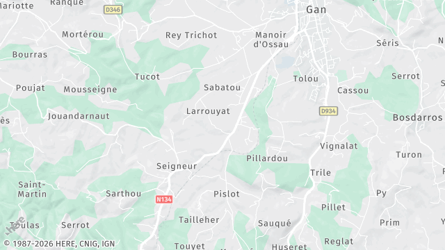 Carte de la zone d'intervention à Gan