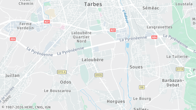 Carte de la zone d'intervention à Laloubère