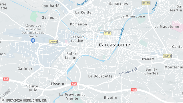 Carte de la zone d'intervention à Carcassonne