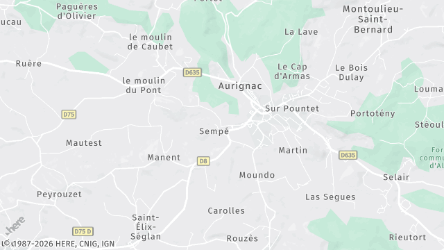 Carte de la zone d'intervention à Aurignac