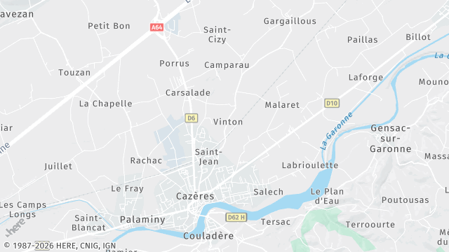 Carte de la zone d'intervention à Cazères