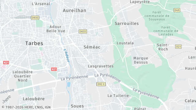 Carte de la zone d'intervention à Séméac