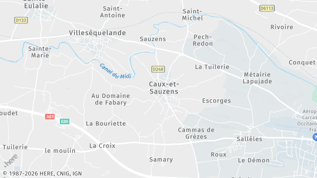 Carte de la zone d'intervention à Caux-et-Sauzens