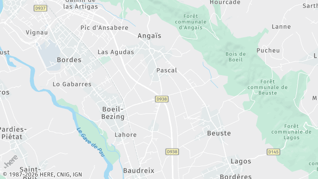 Carte de la zone d'intervention à Boeil-Bezing