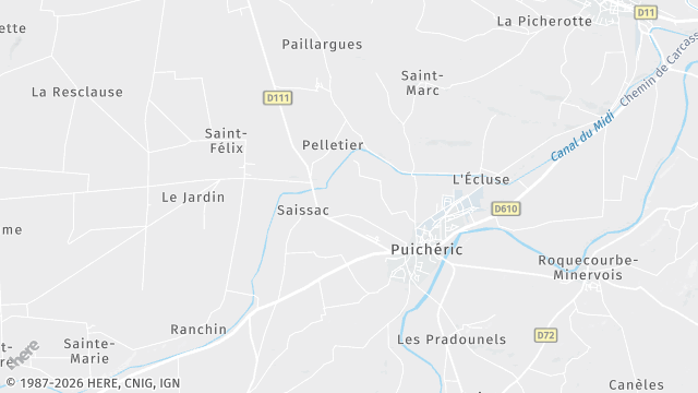 Carte de la zone d'intervention à Puichéric