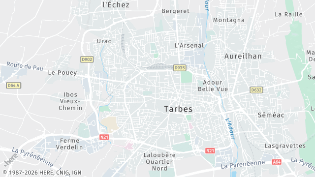 Carte de la zone d'intervention à Tarbes