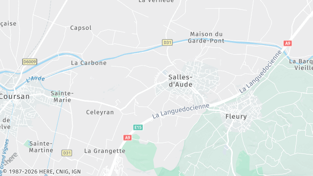 Carte de la zone d'intervention à Salles-d'Aude