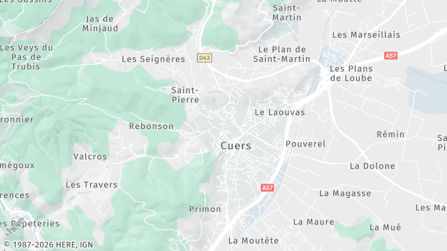 Carte de la zone d'intervention à Cuers