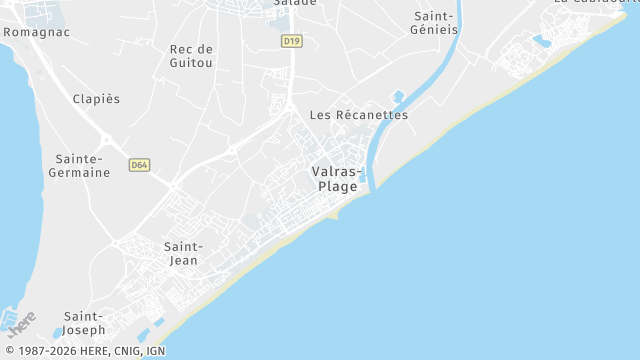 Carte de la zone d'intervention à Valras-Plage