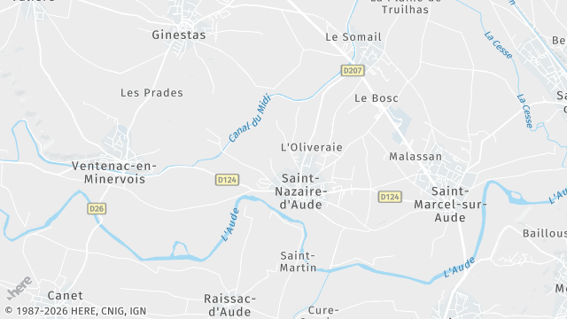Carte de la zone d'intervention à Saint-Nazaire-d'Aude
