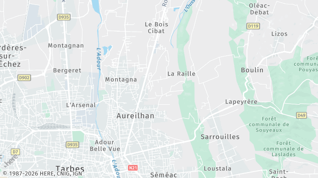 Carte de la zone d'intervention à Aureilhan