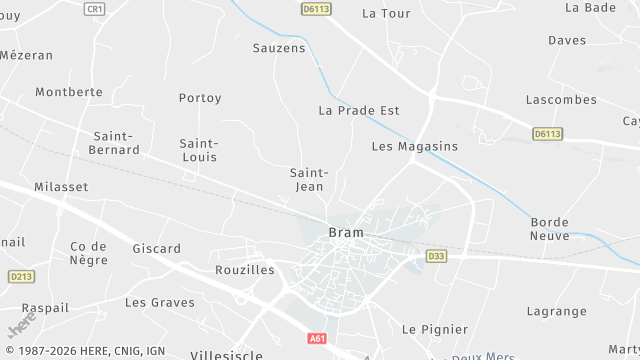 Carte de la zone d'intervention à Bram