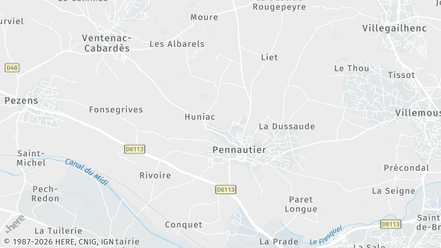Carte de la zone d'intervention à Pennautier