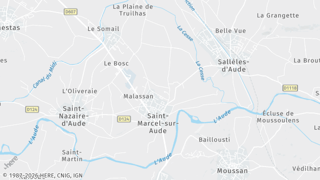 Carte de la zone d'intervention à Saint-Marcel-sur-Aude
