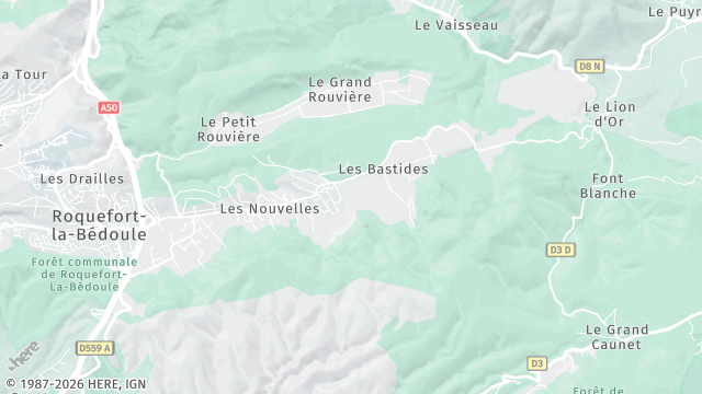 Carte de la zone d'intervention à Roquefort-la-Bédoule