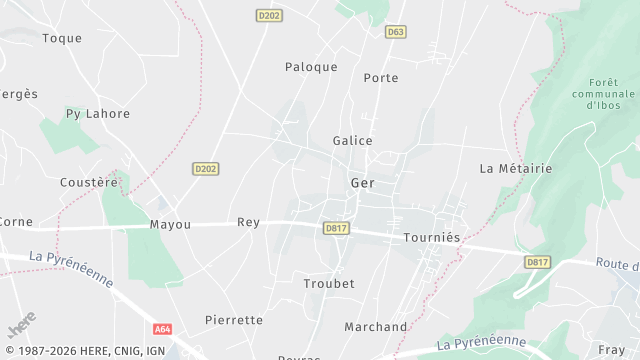 Carte de la zone d'intervention à Ger