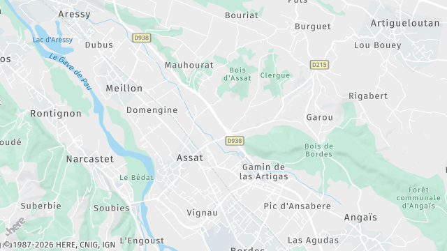 Carte de la zone d'intervention à Assat