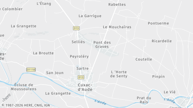 Carte de la zone d'intervention à Cuxac-d'Aude