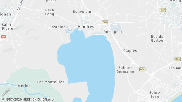 Carte de la zone d'intervention à Vendres