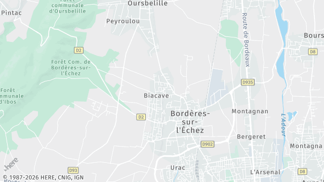 Carte de la zone d'intervention à Bordères-sur-l'Échez