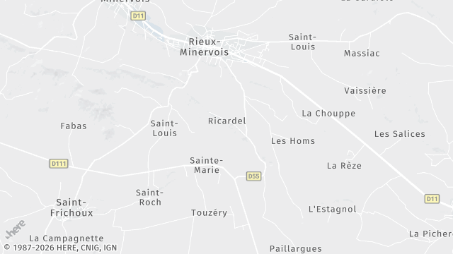 Carte de la zone d'intervention à Rieux-Minervois