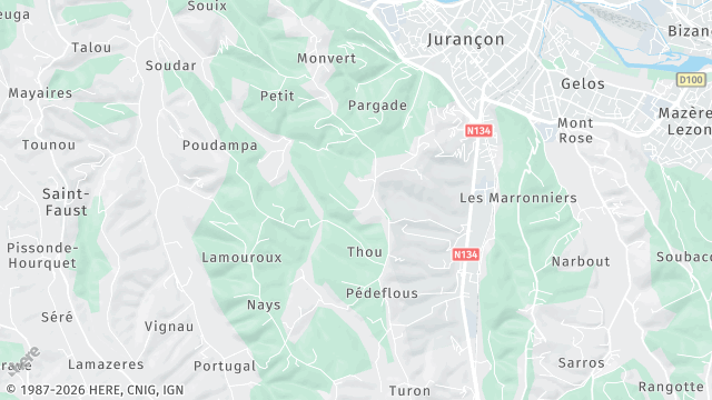 Carte de la zone d'intervention à Jurançon